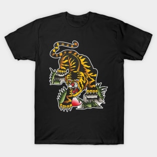 Crawling Tiger Tattoo Design T-Shirt